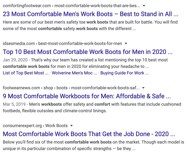 search results